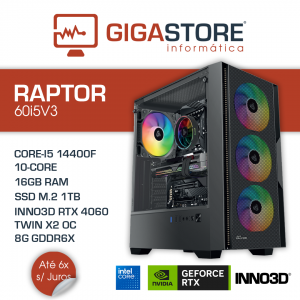 Desktop Gaming RAPTOR-60i5V3 I5 14400F 16GB RAM 1TB SSD W11
